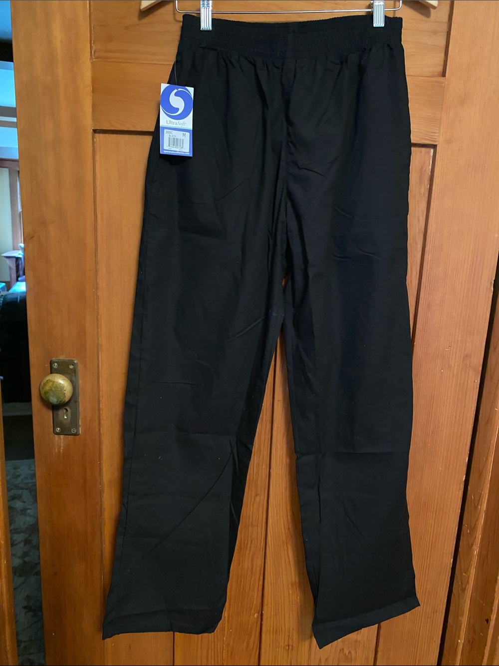 Women's Black Elastic-Waist Straight Trousers